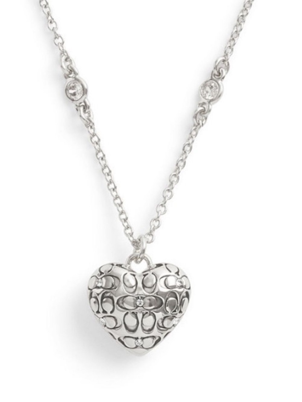 Coach Silver Heart Logo Pendant
Necklace